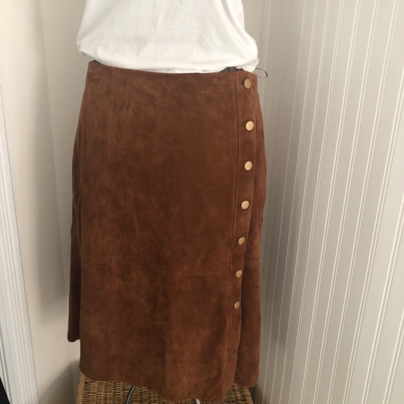 Vintage Rust Classic Genuine Suede  Talbots MIDI Lined  Skirt - Picture 2 of 5